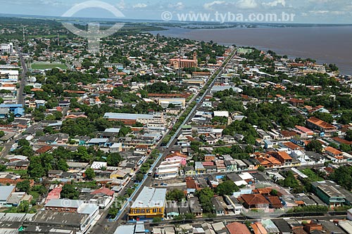  Aerial photo of Amazonas Avenue with the Amazonas River in the background  - Parintins city - Amazonas state (AM) - Brazil