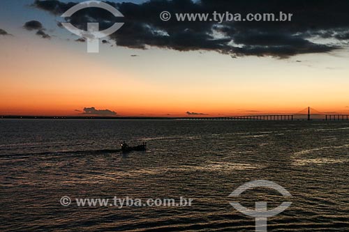  Sunset - Negro River with the Negro River Bridge in the background  - Manaus city - Amazonas state (AM) - Brazil