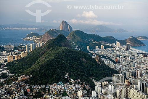  View of Copacabana neighborhood and Saudade Mountain during trail of Cabritos Mountain (Kid Goat Mountain) with Sugar Loaf in the background  - Rio de Janeiro city - Rio de Janeiro state (RJ) - Brazil