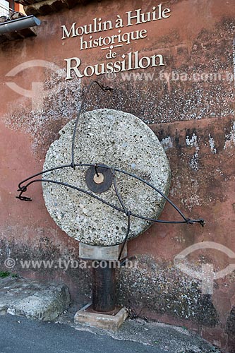  Detail of historic mill used to olive oil production  - Roussillon city - Vaucluse department - France
