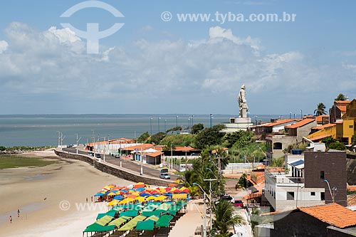  Waterfront of Sao Jose de Ribamar Beach with Sao Jose de Ribamar statue to the right  - Sao Jose de Ribamar city - Maranhao state (MA) - Brazil