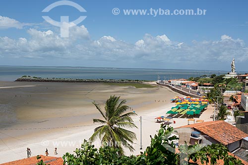  Waterfront of Sao Jose de Ribamar Beach with Sao Jose de Ribamar statue to the right  - Sao Jose de Ribamar city - Maranhao state (MA) - Brazil