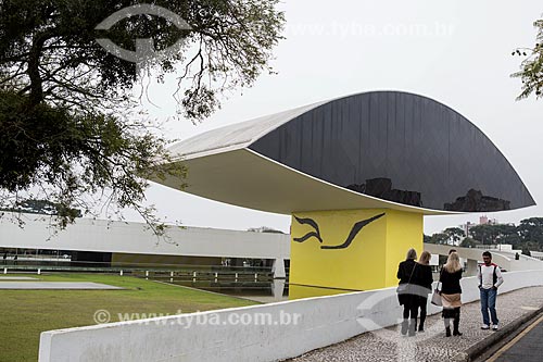  Facade of the Oscar Niemeyer Museum in the background  - Curitiba city - Parana state (PR) - Brazil