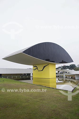  Facade of the Oscar Niemeyer Museum in the background  - Curitiba city - Parana state (PR) - Brazil