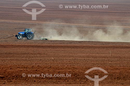  Tractor plowing the soil  - Tupa city - Sao Paulo state (SP) - Brazil