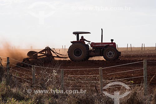  Tractor plowing soil to sugarcane plantation near to Itaberai city  - Itaberai city - Goias state (GO) - Brazil