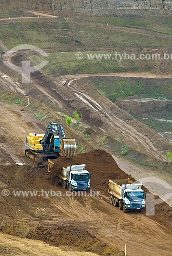  Bulldozer carrying trucks - phosphate mine - used to make fertilizers  - Araxa city - Minas Gerais state (MG) - Brazil