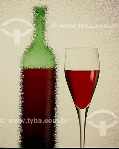  Detail of glass and bottle of wine  - Porto Alegre city - Rio Grande do Sul state (RS) - Brazil