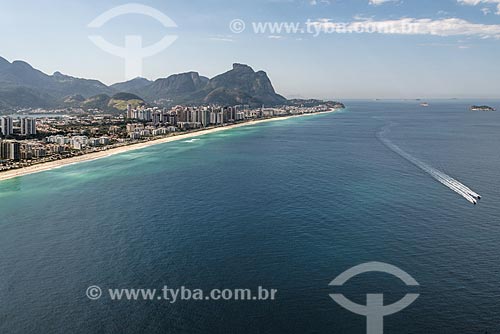  Aerial photo of the Barra da Tijuca Beach with Rock of Gavea in the background  - Rio de Janeiro city - Rio de Janeiro state (RJ) - Brazil