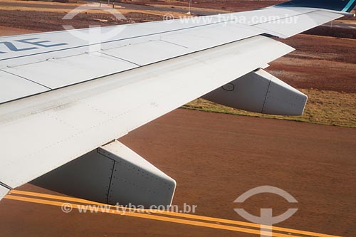  Detail of airplane wing of the Santa Genoveva Airport  - Goiania city - Goias state (GO) - Brazil