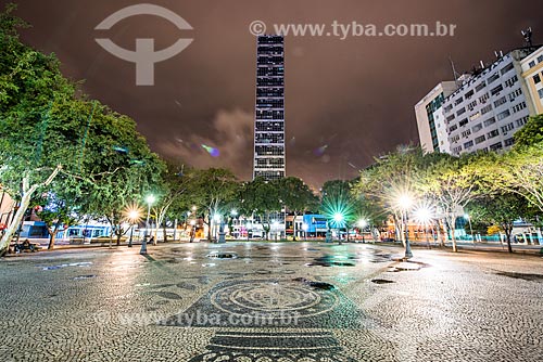  Sidewalk of Stone Portuguese - Tiradentes Square - with the Centro Paulista Parking Garage in the background  - Rio de Janeiro city - Rio de Janeiro state (RJ) - Brazil
