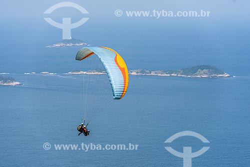  Take-off - paraglider of Pedra Bonita (Bonita Stone)/Pepino ramp with the Natural Monument of Cagarras Island in the background  - Rio de Janeiro city - Rio de Janeiro state (RJ) - Brazil