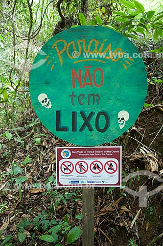  Ilha Grande - Plaque on trail to Lopes Mendes Beach  - Angra dos Reis city - Rio de Janeiro state (RJ) - Brazil