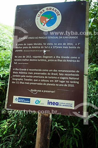  Ilha Grande - Plaque on trail to Lopes Mendes Beach  - Angra dos Reis city - Rio de Janeiro state (RJ) - Brazil