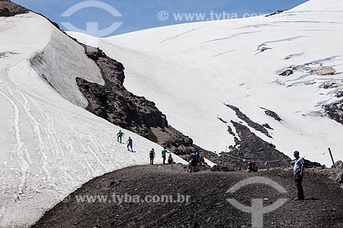  Tourists - trail of Osorno Volcano  - Osorno province - Chile