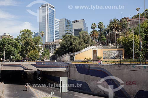  Tunnel - Carmen Avenue with the Cerro Santa Lucia (Santa Lucia Hill) in the background  - Santiago city - Santiago Province - Chile