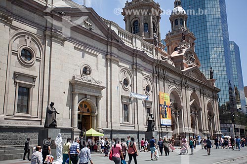  View of La Catedral Metropolitana de Santiago (Metropolitan Cathedral of Santiago City) - 1800 - from Plaza de Armas de Santiago (Armas Square)  - Santiago city - Santiago Province - Chile