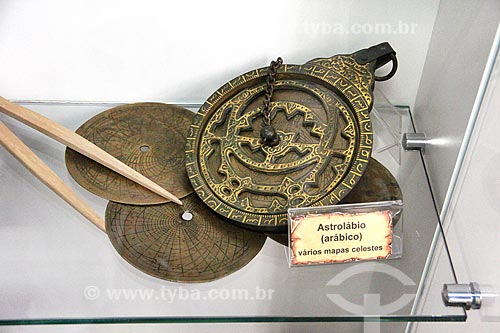  Astrolabe - old navigational instrument that uses the position of the stars in the sky for guidance - on exhibit - House of Memory  - Vila Velha city - Espirito Santo state (ES) - Brazil