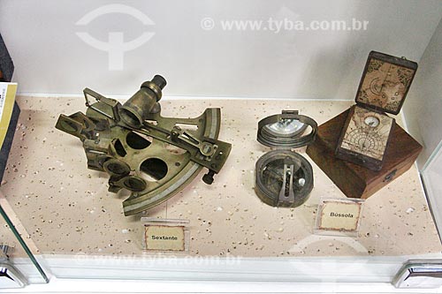  Sextant and compass on exhibit - House of Memory  - Vila Velha city - Espirito Santo state (ES) - Brazil