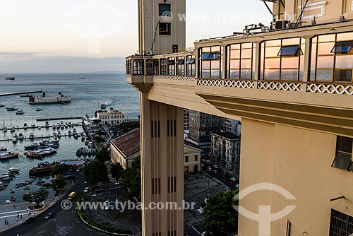  View of Sao Marcelo Fort (XVII Century) from Elevador Lacerda (Lacerda Elevator) - 1873 - during the sunset  - Salvador city - Bahia state (BA) - Brazil