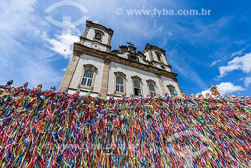  Details of the Nosso Senhor do Bonfim Church (1754) with colorful ribbons  - Salvador city - Bahia state (BA) - Brazil