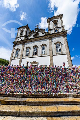  Details of the Nosso Senhor do Bonfim Church (1754) with colorful ribbons  - Salvador city - Bahia state (BA) - Brazil