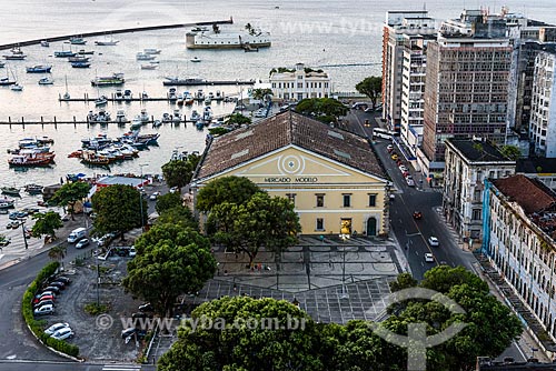  View of the Mercado Modelo (1912) from Elevador Lacerda (Lacerda Elevator) - 1873  - Salvador city - Bahia state (BA) - Brazil