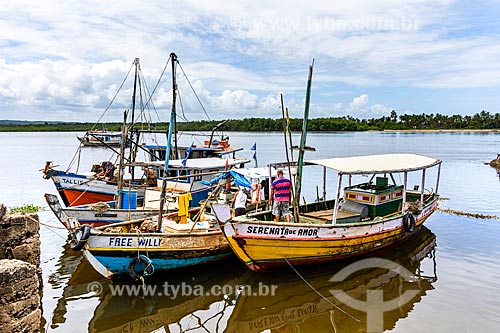  Berthed trawler boat - Contas River waterfront  - Itacare city - Bahia state (BA) - Brazil
