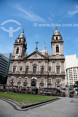  Facade of the Nossa Senhora da Candelaria Church (1609) with Brazilian Army bus  - Rio de Janeiro city - Rio de Janeiro state (RJ) - Brazil