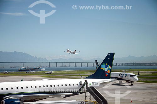  Airplanes - Santos Dumont Airport runway with airplane taking off in the background  - Rio de Janeiro city - Rio de Janeiro state (RJ) - Brazil