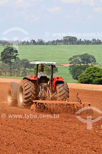  tractor plowing the soil  - Mirassol city - Sao Paulo state (SP) - Brazil