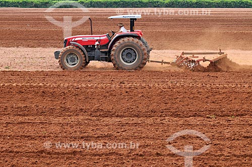  tractor plowing the soil  - Mirassol city - Sao Paulo state (SP) - Brazil