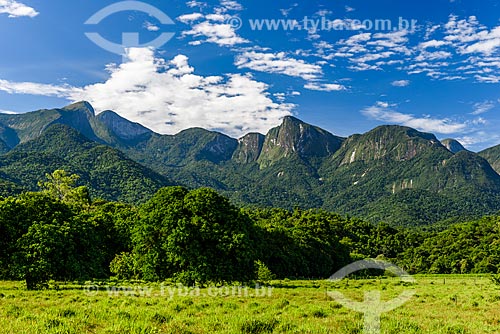  View of the Mulher de Pedra Mountain (Stone Woman Mountain) from Guapiacu Ecological Reserve  - Cachoeiras de Macacu city - Rio de Janeiro state (RJ) - Brazil