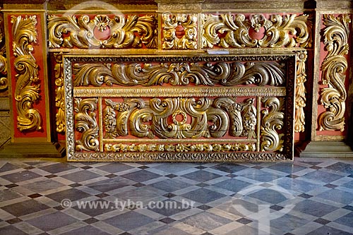  Detail of wood carving with gold plating inside of Our Lady of Monte Serrat Church (1671) - Sao Bento Monastery  - Rio de Janeiro city - Rio de Janeiro state (RJ) - Brazil