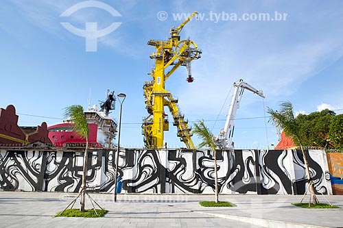  Graffiti and detail of cranes of the Rio de Janeiro Port  - Rio de Janeiro city - Rio de Janeiro state (RJ) - Brazil