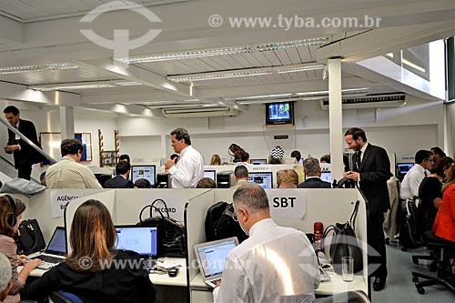  News media room - Federal Senate during the judgment session of the President Dilma Rousseff impeachment  - Brasilia city - Distrito Federal (Federal District) (DF) - Brazil