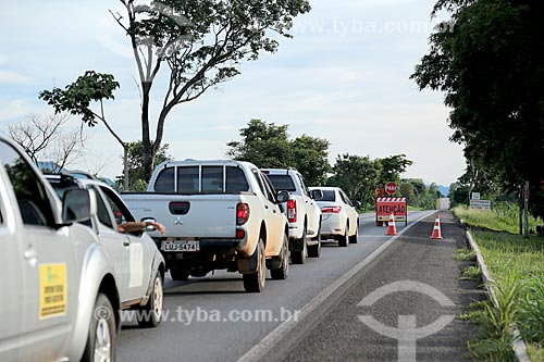  Snippet of BR-070 highway interdicted  - Caceres city - Mato Grosso state (MT) - Brazil