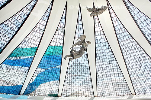  Detail of sculptures of angels inside of the Metropolitan Cathedral of Our Lady of Aparecida (1958) - also known as Cathedral of Brasilia  - Brasilia city - Distrito Federal (Federal District) (DF) - Brazil