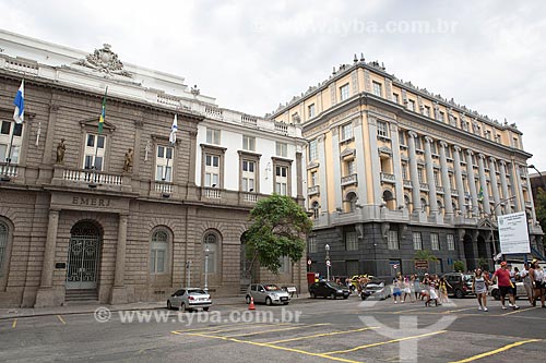  Facade of the School of Magistrates of the State of Rio de Janeiro (EMERJ) - to the left - with the Justice Museum (1988) - old headquarters of the Justice Court of Rio de Janeiro  - Rio de Janeiro city - Rio de Janeiro state (RJ) - Brazil