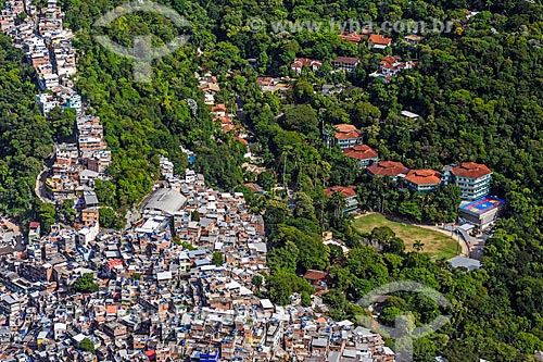  View of the Rocinha Slum - to the left - with the American School of Rio de Janeiro from Morro Dois Irmaos (Two Brothers Mountain)  - Rio de Janeiro city - Rio de Janeiro state (RJ) - Brazil