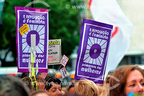  Poster Womens Spring during manifestation the International Womens Day  - Rio de Janeiro city - Rio de Janeiro state (RJ) - Brazil