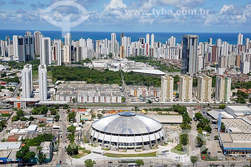  Aerial photo of the Geraldo Magalhaes Sports Gymnasium (1970) with the buildings of Boa Viagem neighborhood in the background  - Recife city - Pernambuco state (PE) - Brazil