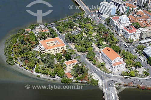  Aerial photo of the Republic Square with the Campo das Princesas Palace (Fields of Princess Palace) - 1841 - headquarters of the State Government  - Recife city - Pernambuco state (PE) - Brazil