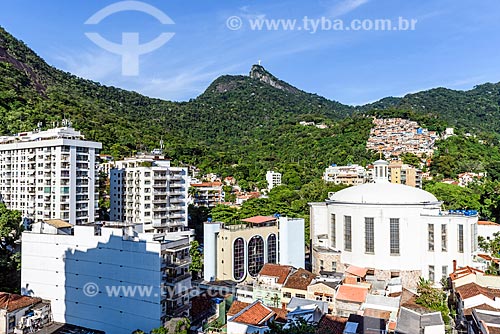  View of the Saint Jude the Apostle Church with Christ the Redeemer in the background  - Rio de Janeiro city - Rio de Janeiro state (RJ) - Brazil
