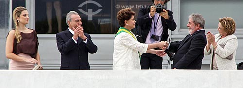  Marcela Temer and Michel Temer - to the left - during the Presidential inauguration of Dilma Rousseff with Luiz Inacio Lula da Silva and Marisa Leticia - to the right  - Brasilia city - Distrito Federal (Federal District) (DF) - Brazil