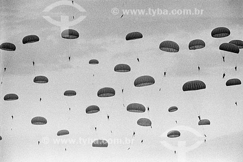  Military exercise of parachutists of the Brazilian Army before the Military Regime  - Resende city - Rio de Janeiro state (RJ) - Brazil
