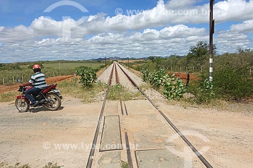  View of railroad crossing of the New Transnordestina Railroad  - Salgueiro city - Pernambuco state (PE) - Brazil