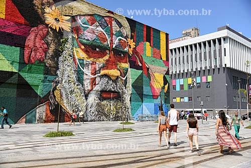  Detail of Ethnicities Wall - Mayor Luiz Paulo Conde Waterfront (2016)  - Rio de Janeiro city - Rio de Janeiro state (RJ) - Brazil