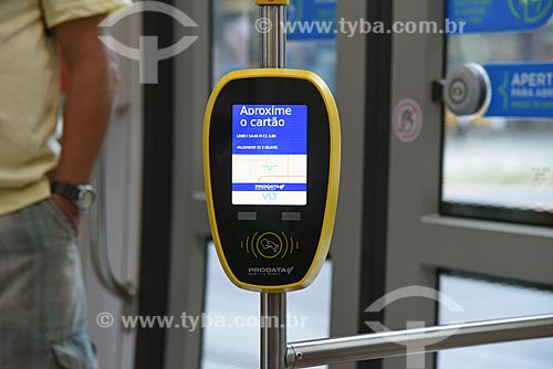  Detail of card reader inside of the light rail transit  - Rio de Janeiro city - Rio de Janeiro state (RJ) - Brazil