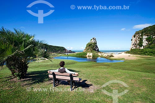  Woman observing view of the Guarita State Park  - Torres city - Rio Grande do Sul state (RS) - Brazil